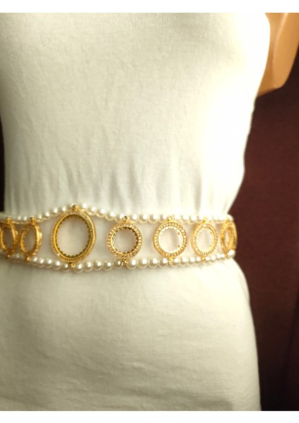 Gelin Kemeri 20 Çeyrek Altın 1 Tam Altın Takmak Için Incili Gelin Kemeri 73CM+25CMUZATMA indirimleri