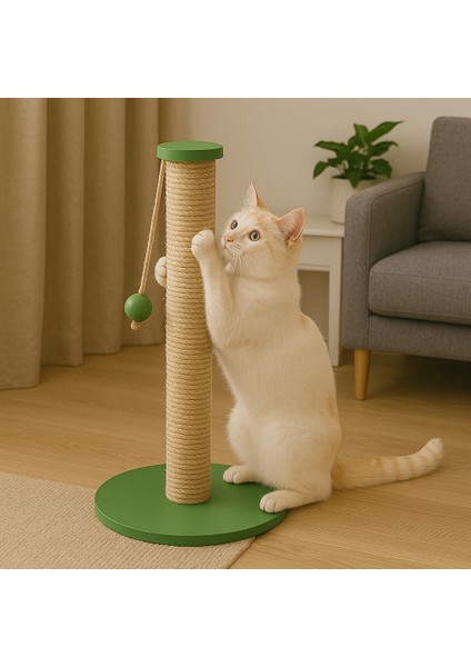 Meadow – Doğal Ahşap 50 cm Renkli Kapaklı Jüt Kedi Tırmalama Direği