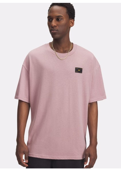 6005668-673-UA Hwt Woven Label Ss Pembe Bisiklet Yaka Normal Baskılı Erkek T-Shirt