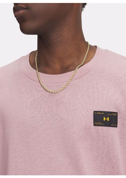6005668-673-UA Hwt Woven Label Ss Pembe Bisiklet Yaka Normal Baskılı Erkek T-Shirt modelleri