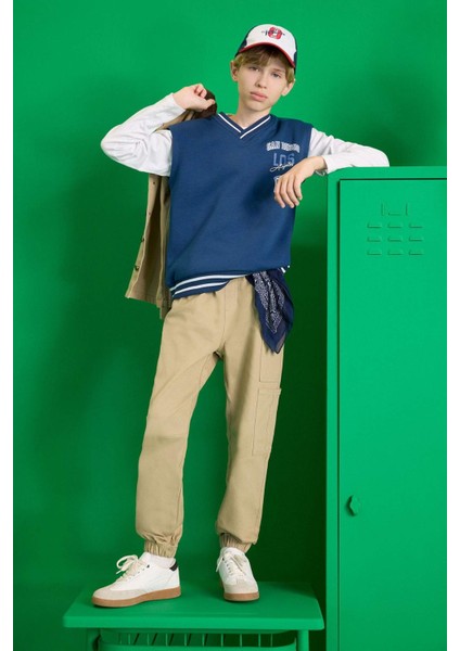 Erkek Çocuk Kargo Jogger Paça Gabardin Okul Pantolonu F2102A825AU