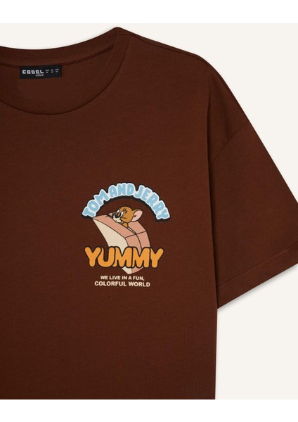 Tom & Jerry Oversize Geniş Kalıp Bisiklet Yaka Sırt Baskılı Kısa Kollu Tişört F8833AX25AU fiyatları