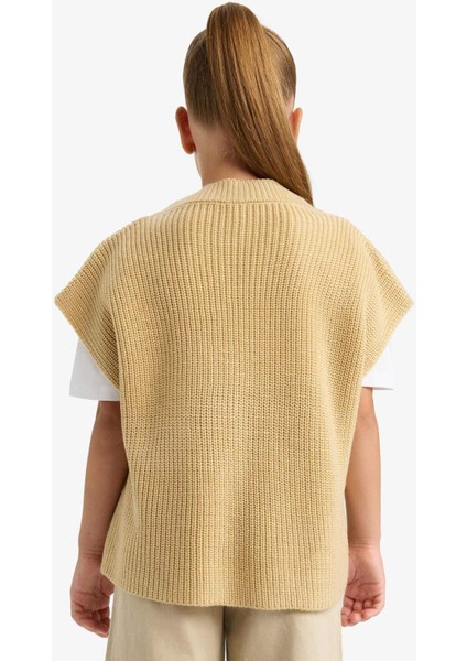 Kız Çocuk Oversize Geniş Kalıp V Yaka Triko Süveter F2625A825AU