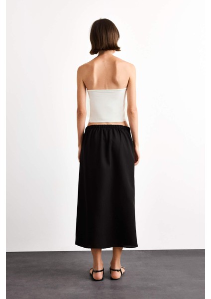 Relax Fit Beli Lastikli Dokuma Midi Etek G0437AX25SM