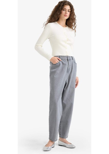 Paperbag Yüksek Bel Bilek Boy Jean Yıkamalı Pantolon F0577AX25AU