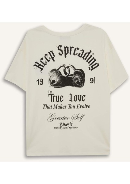 Coool Oversize Geniş Kalıp Bisiklet Yaka Sırt Baskılı Kısa Kollu Tişört F8749AX25AU