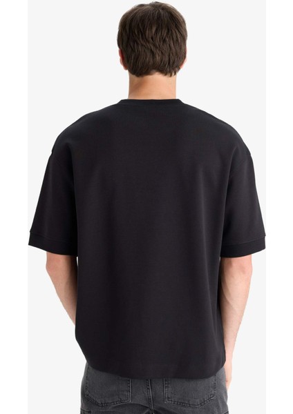 Loose Fit Rahat Kesim Bisiklet Yaka Ağır Kumaş Basic Düz Kısa Kollu Tişört B4844AX25AU