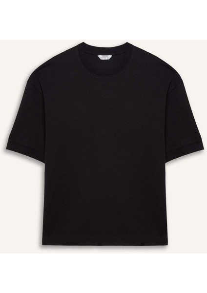 Loose Fit Rahat Kesim Bisiklet Yaka Ağır Kumaş Basic Düz Kısa Kollu Tişört B4844AX25AU