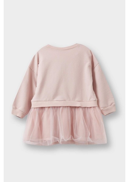 Kız Bebek Unicorn Baskılı Uzun Kollu Tül Elbise modelleri