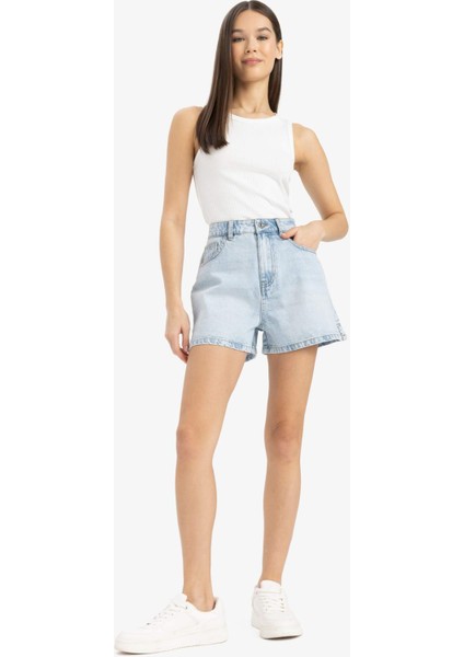Mom Fit Yüksek Bel Kısa Paça Jean Şort E0524AX25SM modelleri