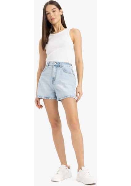 Mom Fit Yüksek Bel Kısa Paça Jean Şort E0524AX25SM fırsatları