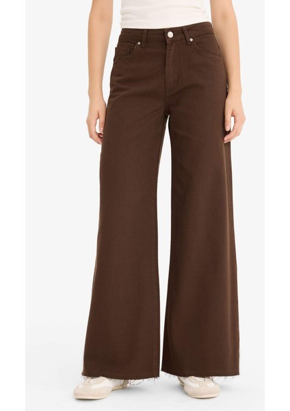 Wide Leg Normal Bel Standart Boy Gabardin Pantolon E4381AX25AU indirimleri