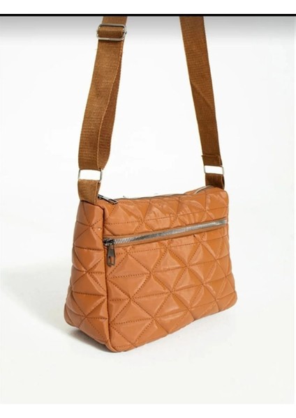 Kapitone Kahverengi İki Bölmeli Omuz ve Çapraz Çanta fiyatları
