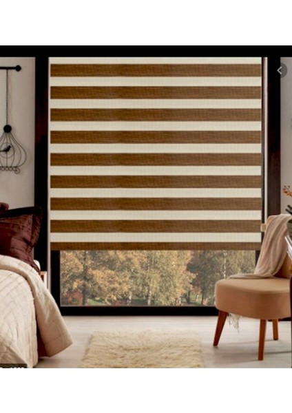 Kahverenği Bambu Zebra Stor Perde Altı Düz