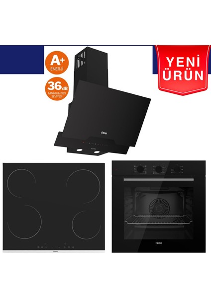Silenart Yeni Seri Ultra Sessiz Siyah Ankastre Set (QBL62CS + MS261+ D063 -Sa)