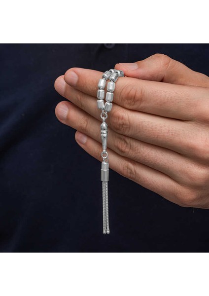 Gümüş Kapsül Kesim Çizgili Erkek Tesbih fiyatları
