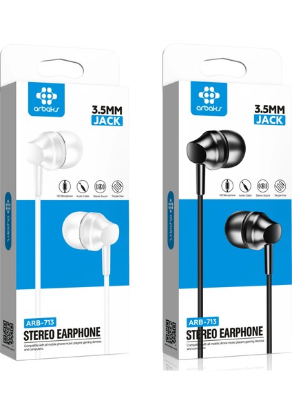 3.5mm Mikrofonlu Kulaklık Arbaks ARB-713 (Beyaz)