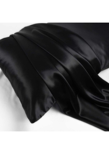 Antibakteriyel Terletmeyen Ipek Saten Yastık Kılıfı 2'li 50X70 Siyah fırsatları
