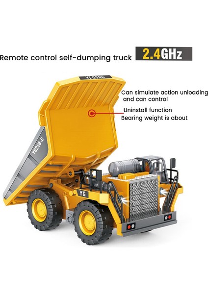 1:24 9 Kanal Rc Alaşımlı Damperli Kamyon Araba Mühendislik Aracı Çocuklar Için (Yurt Dışından) fırsatları