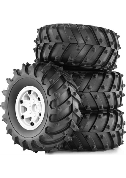 4 Adet 128MM 1/10- Beadlock Jant Lastik Seti Beyaz (Yurt Dışından)