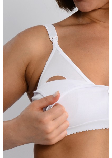 Pamuklu Penye Emzirme Kadın Sütyeni 3010 Beyaz 85B fırsatları