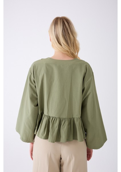 Önü Baglamalı Haki Fırfırlı Kimono fiyatları