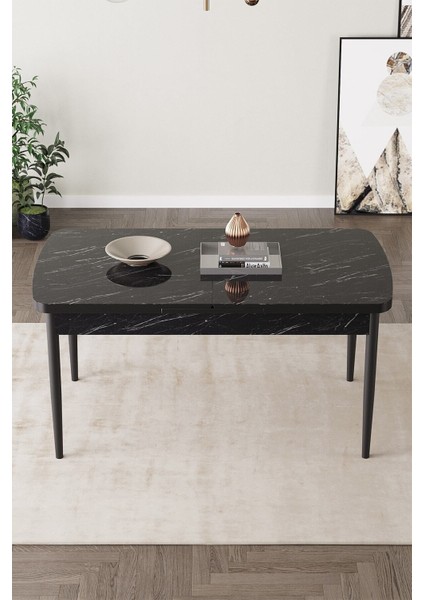 Fiona 80X132 Mdf Masa Metal Ayaklı Açılabilir Üst Kalite Mutfak Masası, Yemek Masası, Salon Masası