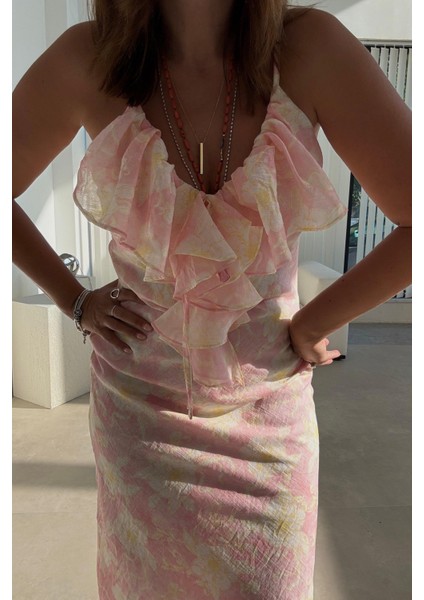 Soft Pink Desenli Elbise