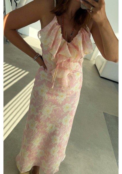 Soft Pink Desenli Elbise indirimleri