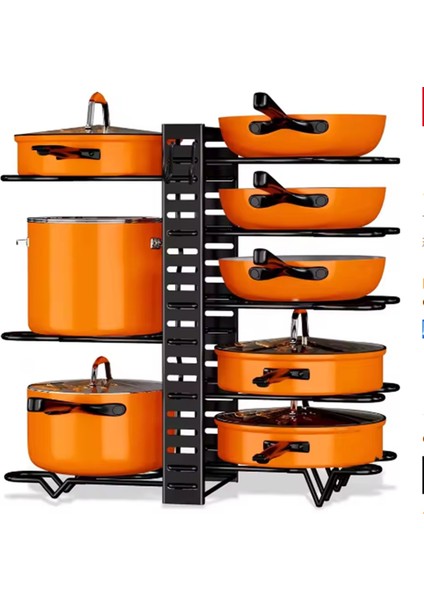 Tencere Düzenleyici Raf 8 Katlı Tencere ve Tava Düzenleyici, Mutfak Dolabı Tencere Saklama Için Tencere Kapağı Düzenleyici (Yurt Dışından) fiyatları