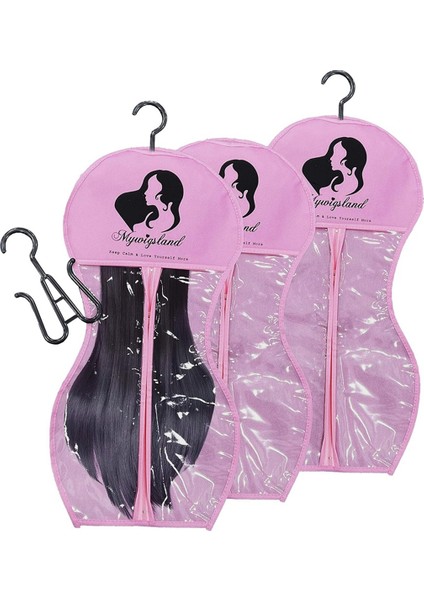 Askılı Peruk Saklama Çantaları,birden Fazla Peruk Için Peruk Askısı,peruk Saklama Çantaları,kum Saati Şeklinde Peruk Saklama Çantası 3 Adet Pembe (Yurt Dışından)