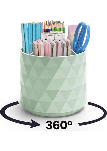 360° Dönebilen Kalemlik, 5 Izgara Sevimli Kalem Saklama Kutusu Makyaj Fırçası Okul Ofis Kırtasiye Malzemeleri Yeşil (Yurt Dışından) fiyatları