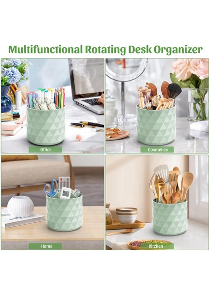 360° Dönebilen Kalemlik, 5 Izgara Sevimli Kalem Saklama Kutusu Makyaj Fırçası Okul Ofis Kırtasiye Malzemeleri Yeşil (Yurt Dışından) modelleri