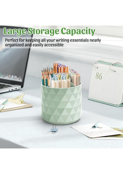 360° Dönebilen Kalemlik, 5 Izgara Sevimli Kalem Saklama Kutusu Makyaj Fırçası Okul Ofis Kırtasiye Malzemeleri Yeşil (Yurt Dışından) indirimleri