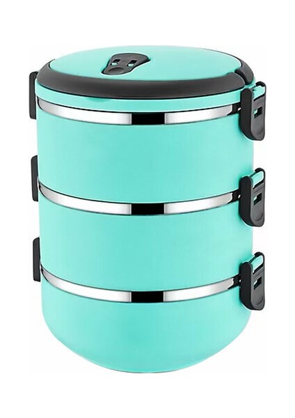 Sefer Tası Yemek Termosu Saklama Kabı Termosu 3lü - Turkuaz (3791)