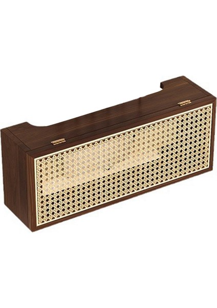 Vintage Masif Ahşap Rattan Kablosuz Yönlendirici Depolama Kutusu Duvara Monte Tv Set Üstü Kutusu Depolama Rafı (Yurt Dışından)