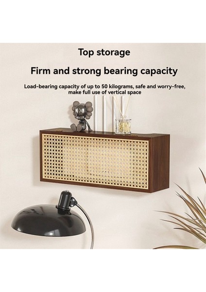 Vintage Masif Ahşap Rattan Kablosuz Yönlendirici Depolama Kutusu Duvara Monte Tv Set Üstü Kutusu Depolama Rafı (Yurt Dışından) fiyatları