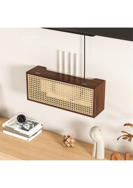 Vintage Masif Ahşap Rattan Kablosuz Yönlendirici Depolama Kutusu Duvara Monte Tv Set Üstü Kutusu Depolama Rafı (Yurt Dışından) modelleri