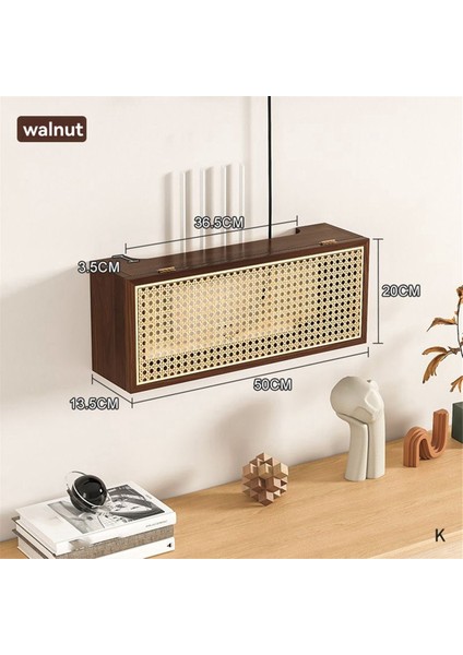 Vintage Masif Ahşap Rattan Kablosuz Yönlendirici Depolama Kutusu Duvara Monte Tv Set Üstü Kutusu Depolama Rafı (Yurt Dışından) fırsatları