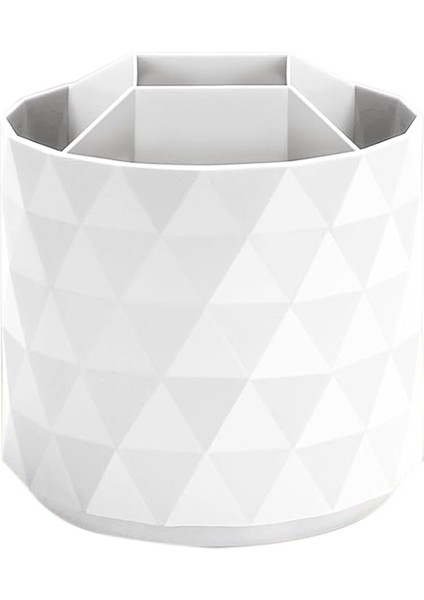 360° Dönebilen Kalemlik, 5 Izgara Sevimli Kalem Saklama Kutusu Makyaj Fırçası Okul Ofis Kırtasiye Malzemeleri Beyaz (Yurt Dışından)