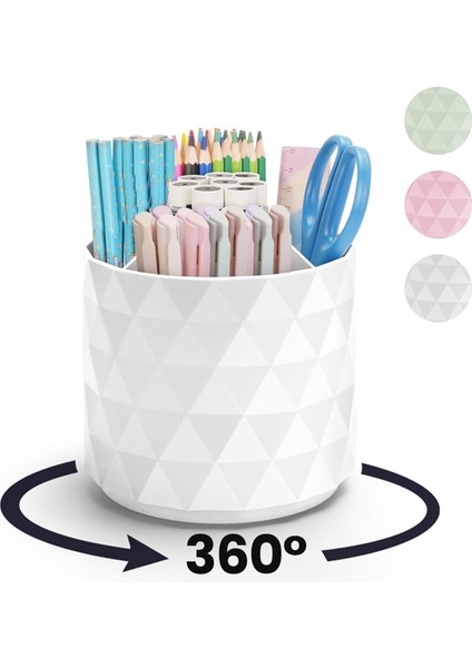 360° Dönebilen Kalemlik, 5 Izgara Sevimli Kalem Saklama Kutusu Makyaj Fırçası Okul Ofis Kırtasiye Malzemeleri Beyaz (Yurt Dışından) fiyatları