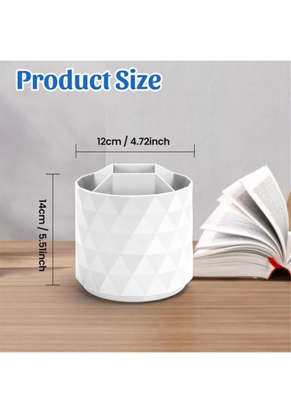 360° Dönebilen Kalemlik, 5 Izgara Sevimli Kalem Saklama Kutusu Makyaj Fırçası Okul Ofis Kırtasiye Malzemeleri Beyaz (Yurt Dışından) modelleri