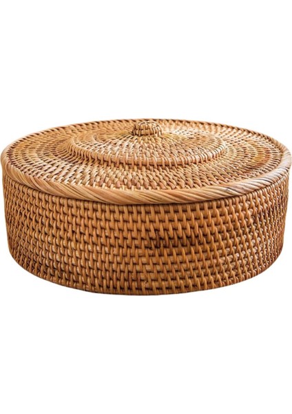 Kapaklı Rattan Sepet, El Dokuma Saklama Sepeti, Düzenleme Için Kapaklı Hasır Sepet, Rattan Kutu, Rattan Saklama Kutusu (Yurt Dışından)
