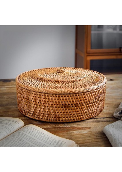 Kapaklı Rattan Sepet, El Dokuma Saklama Sepeti, Düzenleme Için Kapaklı Hasır Sepet, Rattan Kutu, Rattan Saklama Kutusu (Yurt Dışından) fırsatları