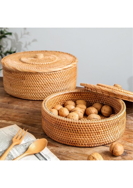 Kapaklı Rattan Sepet, El Dokuma Saklama Sepeti, Düzenleme Için Kapaklı Hasır Sepet, Rattan Kutu, Rattan Saklama Kutusu (Yurt Dışından) indirimleri