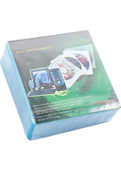 100 Adet Çift Taraflı Cd/dvd Koleksiyon Seti Çizilmeye Dayanıklı Toz Geçirmez Saklama Renkli CD Yuvası Çantası Mavi (Yurt Dışından)