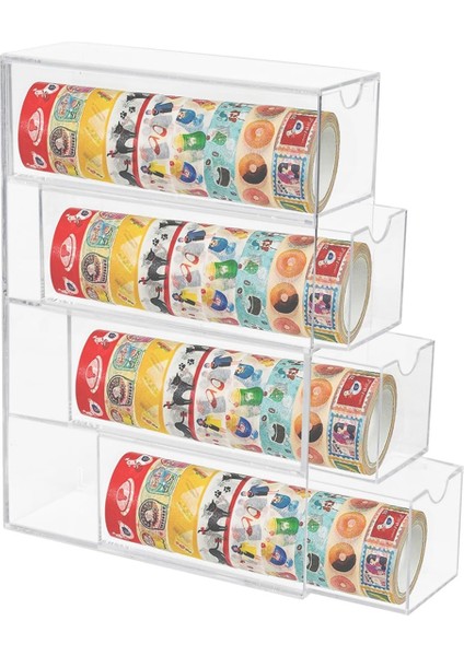 Washi Bant Düzenleyici, 4 Çekmeceli Istiflenebilir Plastik Washi Bant Kutusu Düzenleyici Depolama, Şeffaf Depolama Çekmeceleri (Yurt Dışından)