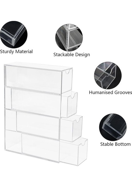 Washi Bant Düzenleyici, 4 Çekmeceli Istiflenebilir Plastik Washi Bant Kutusu Düzenleyici Depolama, Şeffaf Depolama Çekmeceleri (Yurt Dışından) fırsatları