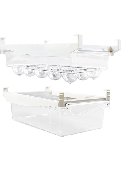 Buzdolabı Düzenleyici Seti, Meyve, Yumurta Için Raf Altı Çekmece - Buzdolabı Saklama Kutusu, Taze Tutma Mutfak Düzenleme (Yurt Dışından)