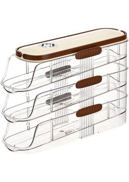 Mutfak Buzdolabı Yan Kapısı Için Şeffaf Yuvarlanan Yumurta Tutucu Yığılabilir Buzdolabı Düzenleyici - 10CM Genişlik Üç Katlı (Yurt Dışından)